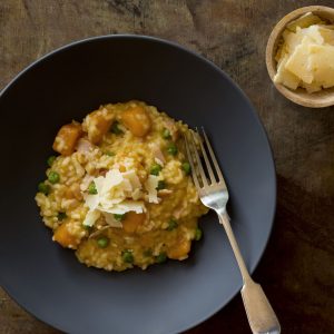 risotto con calabaza y panceta
