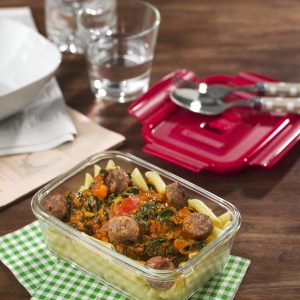 Pasta con chorizo criollo y espinaca