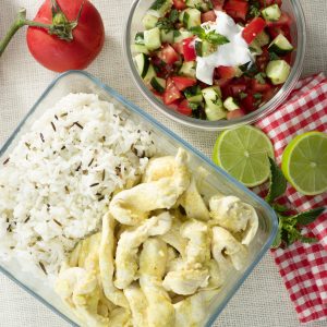 Pollo con arroz y ensalada