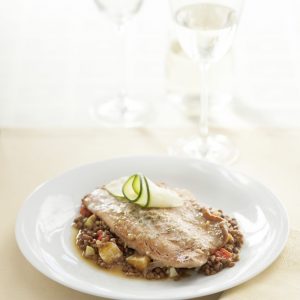 Trucha con ensalada de lentejas y naranja V-8-hpr