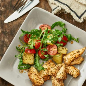 pollo con ensalada de papa